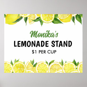Póster Puesto de limonada personalizado con acuarela