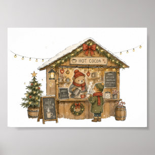 Póster Puesto de mercado de Navidad con chocolate calient