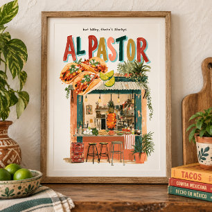 Póster Puesto de Tacos Al Pastor Cartel de Comida Mexican