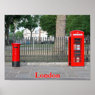Póster Puesto de teléfono y buzón de correo de Londres