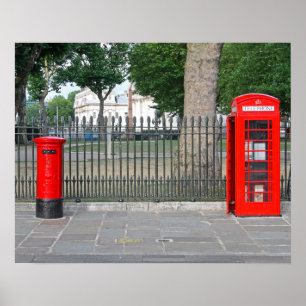Póster Puesto de teléfono y buzón de correo de Londres