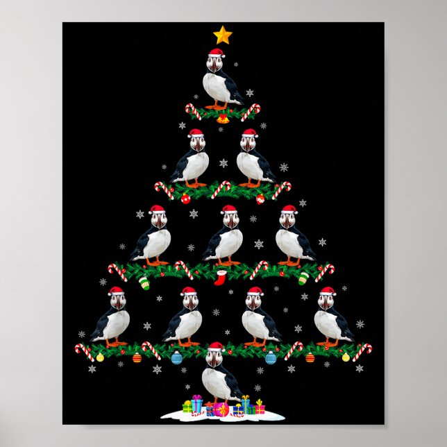 Póster Puffin Christmas Tree Pajama Men Women Kids Ugly X (Frente)