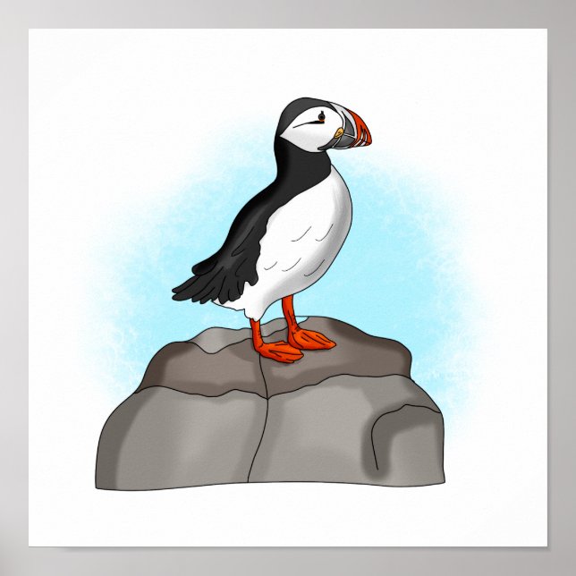 Póster Puffin dibujado a mano (Frente)