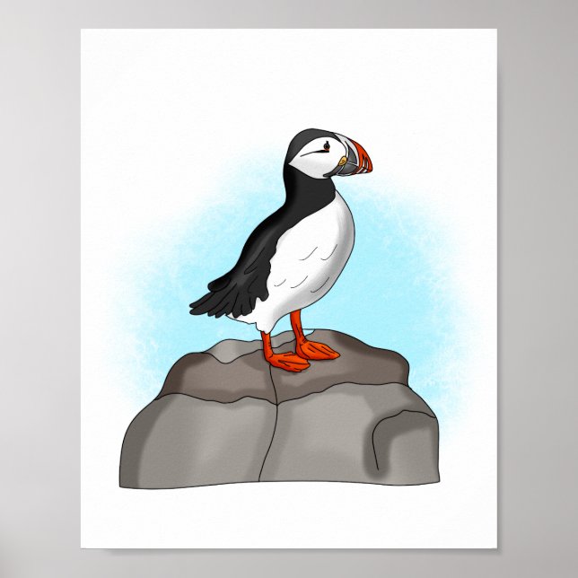Póster Puffin dibujado a mano (Frente)