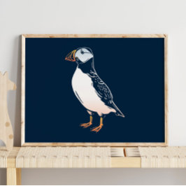Póster Puffin | Sala Puffin de pared de invierno para niñ