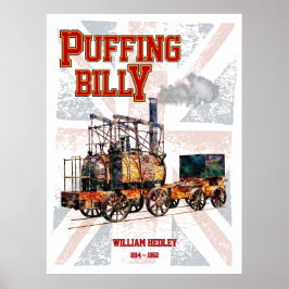 Póster Puffing Billy Steam Train English Locomotive 