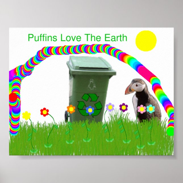 Póster Puffins Love The Earth Poster (Frente)