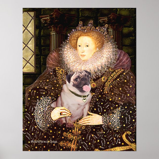 Póster Pug 2 (barquillo) - Reina (Frente)