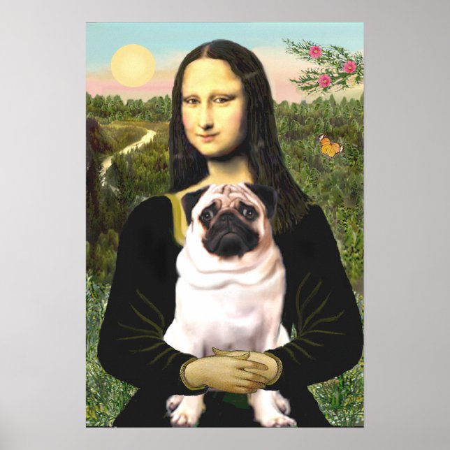 Póster Pug 3 (bermejo) - Mona Lisa (Frente)