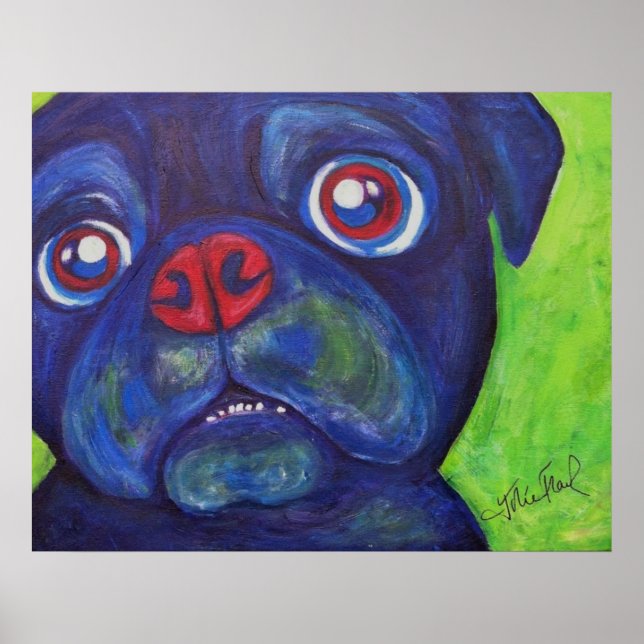 Póster Pug Art "Pugsly Enthusiasm" (Frente)
