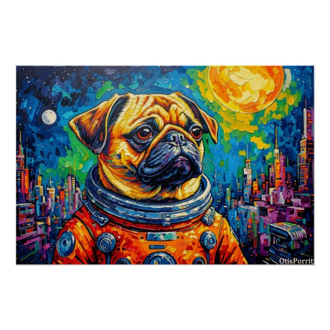 PÓSTER PUG ASTRONAUTA-VUELVE A CASA 15 (Anverso)