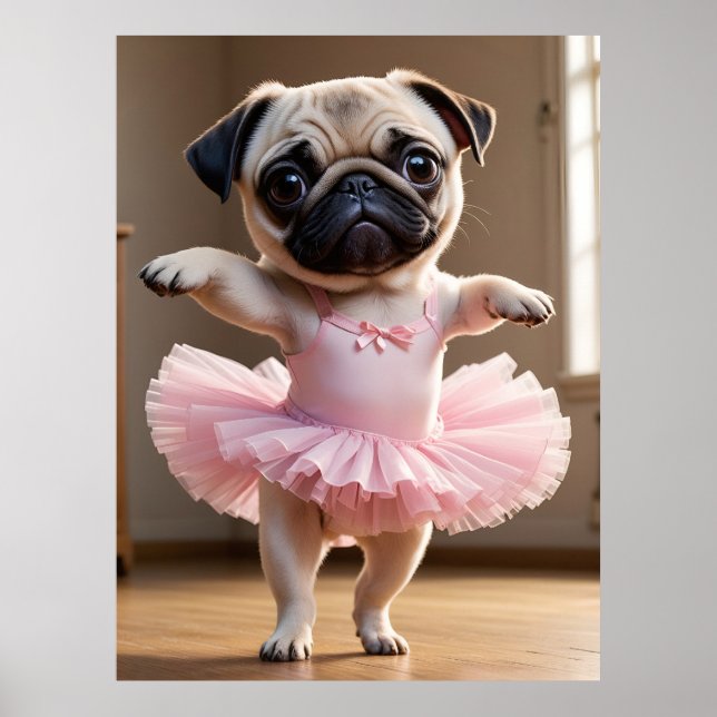 Póster Pug Ballerina (Frente)