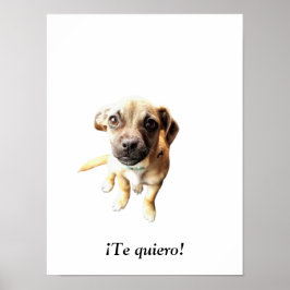 Póster Pug Chihuahua ¡Te quiero! Perro de cachorro