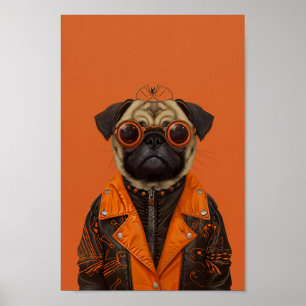 Póster Pug con estilo