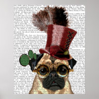 Pug con sombrero superior al estilo Steampunk
