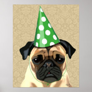 Póster Pug de fiesta
