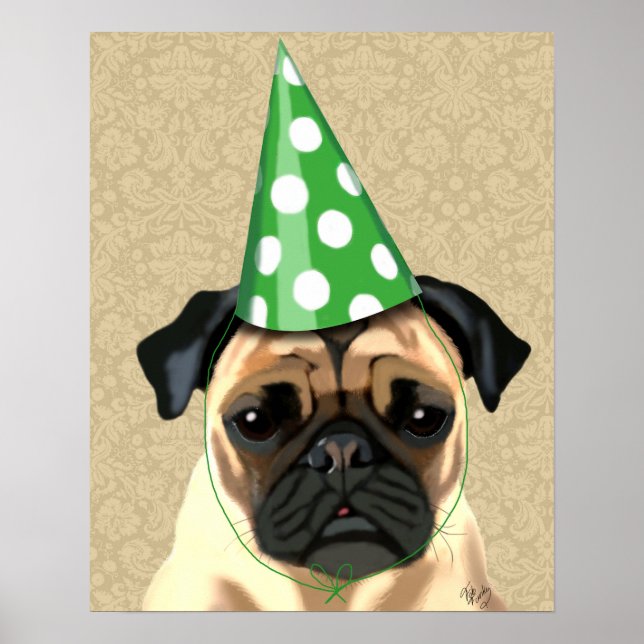 Póster Pug de fiesta (Frente)
