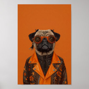 Póster Pug de moda por miedo