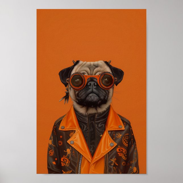 Póster Pug de moda por miedo (Frente)