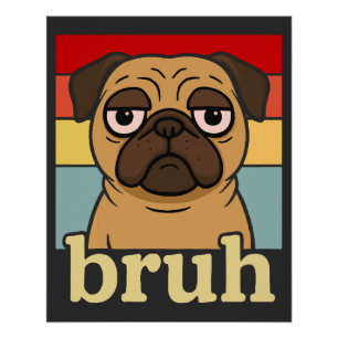 Póster Pug Divertido Bruh Cachorro Tonto Amante de los Pe