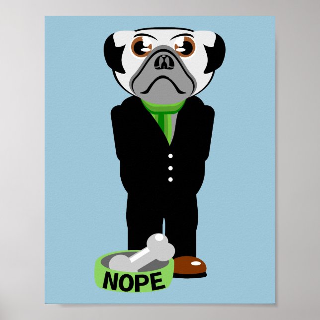 Póster Pug llevando un traje no (Frente)
