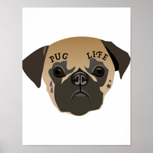 Póster Pug Lovers Vida útil de cute pug