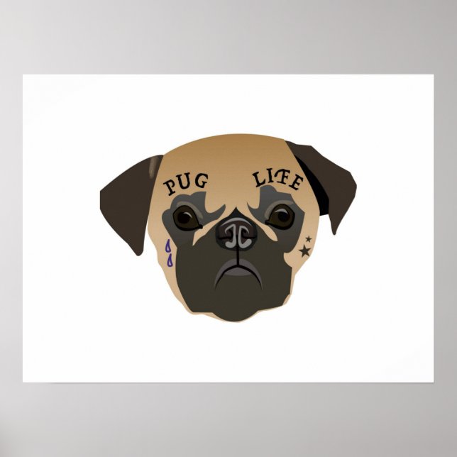 Póster Pug Lovers | Vida útil de cute pug (Frente)