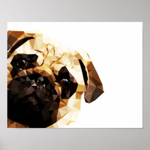 Póster Pug Low Poly Art