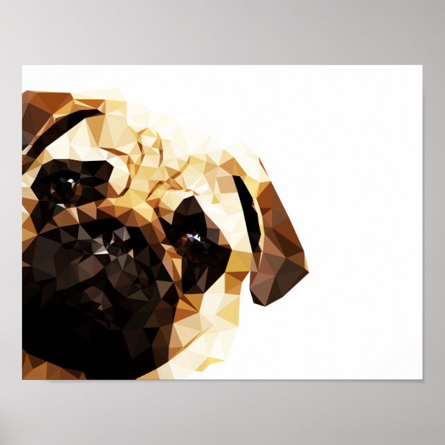 Póster Pug Low Poly Art (Frente)