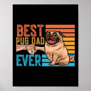 Póster Pug Papá Siempre Día del Padre Papá Pug Papa