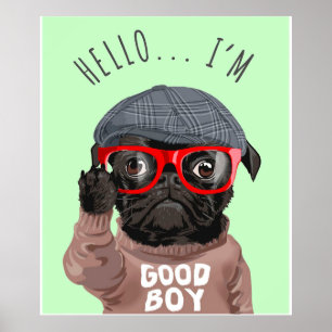 Póster Pug, Soy Un Buen Chico, Regalo De Pug Lover, Graci