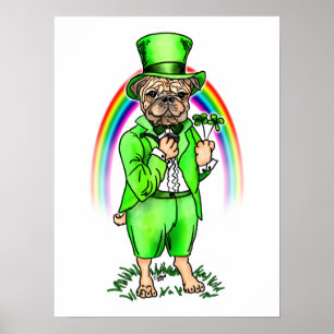 Póster Pug St Patrick's Day Poster