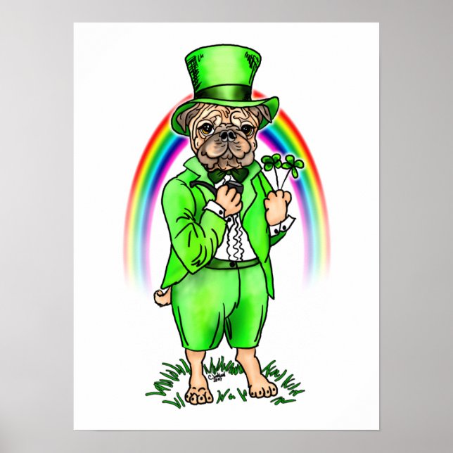 Póster Pug St Patrick's Day Poster (Frente)