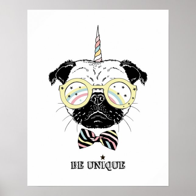 Póster Pug Unicorn | Ser único (Frente)