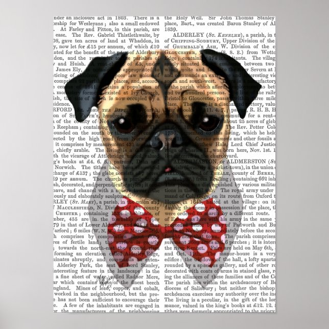 Póster Pug with Red and White Spotty Bow Tie (Frente)