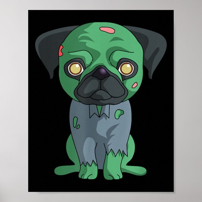 Póster Pug Zombie (Frente)