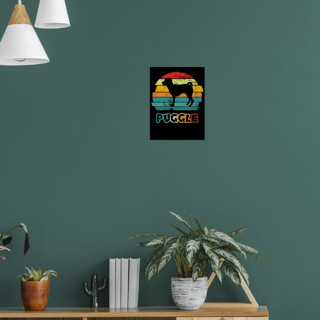 Póster Puggle Atardecer Retro (Salón 1)