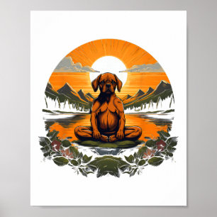 Póster Puggle Perro Meditación Yoga Hombres Mujeres Niñas