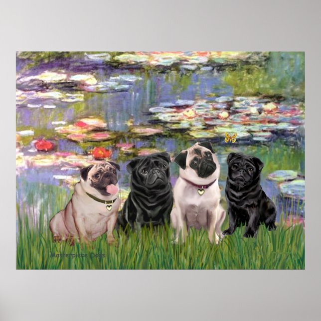 Póster Pugs (Cuatro) - Lilies2 (Frente)
