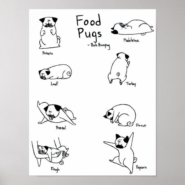 Póster Pugs de alimentos (Frente)