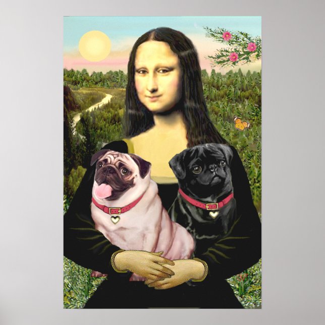 Póster Pugs (Leonado + Negro) - Mona Lisa (Frente)