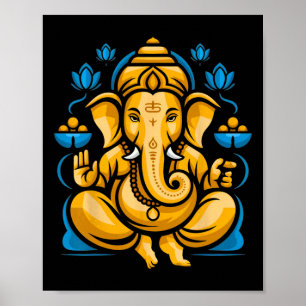 Póster Puja hindú a Ganesha Dios Elefante India Meditació