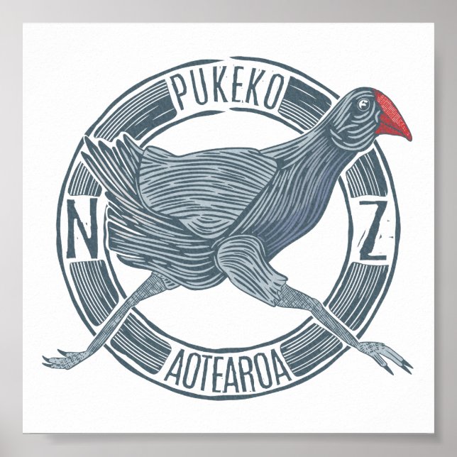 Póster Pukeko Aotearoa New Zealand (Frente)