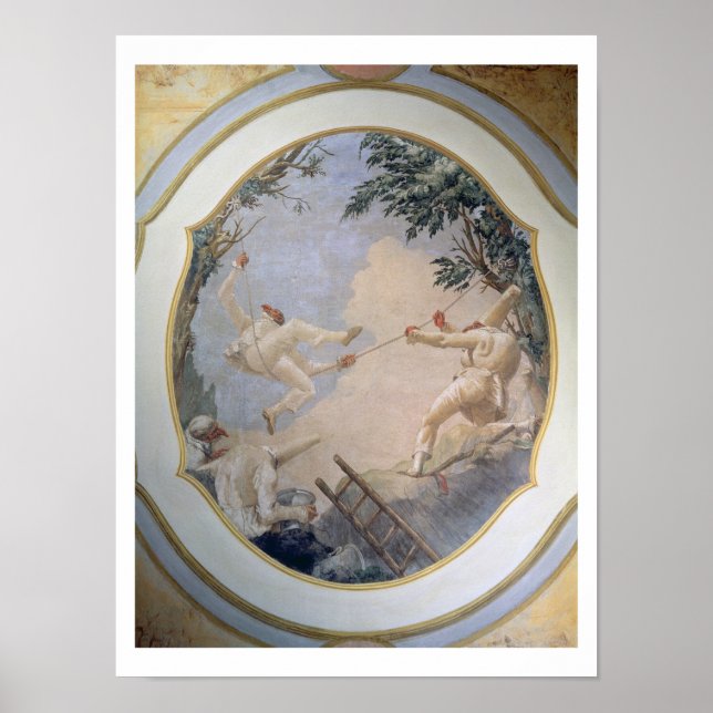 Póster Pulcinella en un Swing, 1797 (fresco) (Frente)