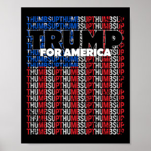 Póster Pulgares Arriba Para América Bandera De Usa Republ