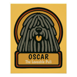 Póster Puli Negro Shaggy Dog Personalizado Textos