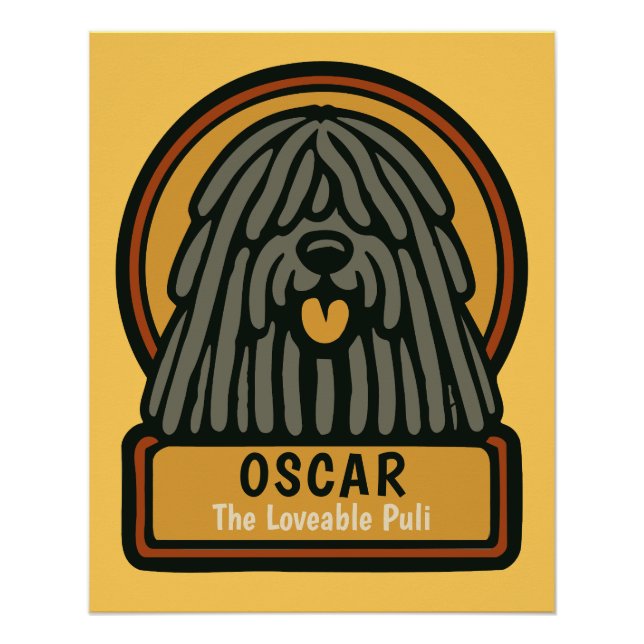 Póster Puli Negro Shaggy Dog Personalizado Textos (Anverso)