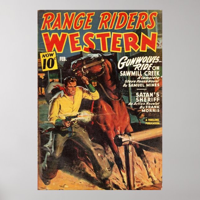 Póster Pulp Cover Western  Range Riders pulp art (Frente)