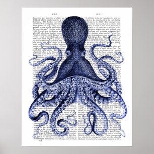 Póster Pulpo azul