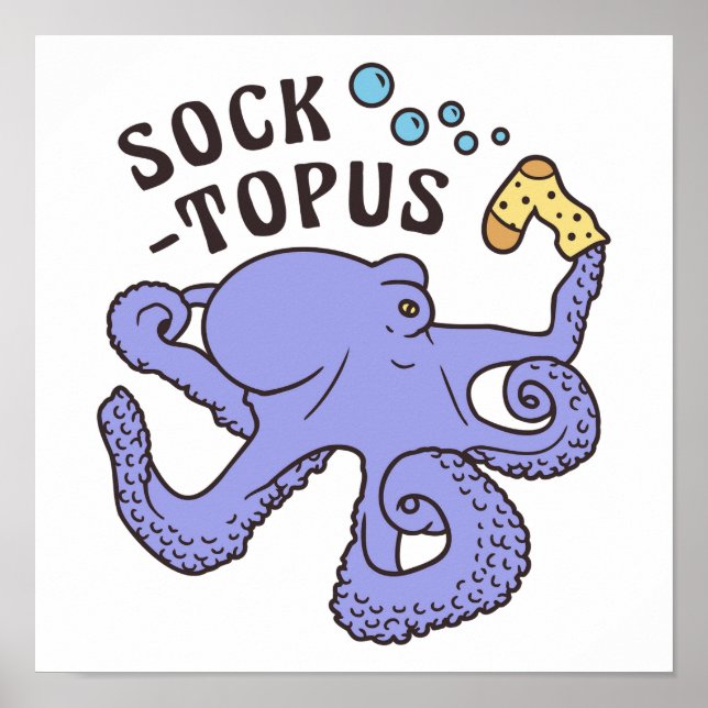 Póster Pulpo azul Socktopus con meme divertido (Frente)